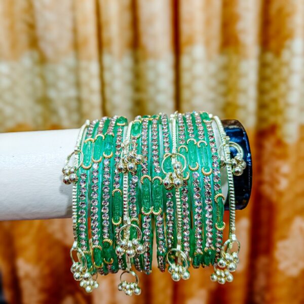NYRISA Emerald Green CZ Diamond Bell Bangles