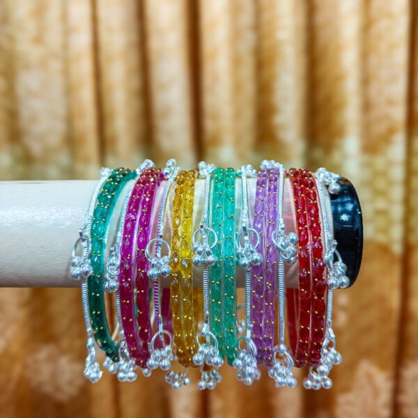 NYRISA Multicolor Silver Ghungroo Chura Set