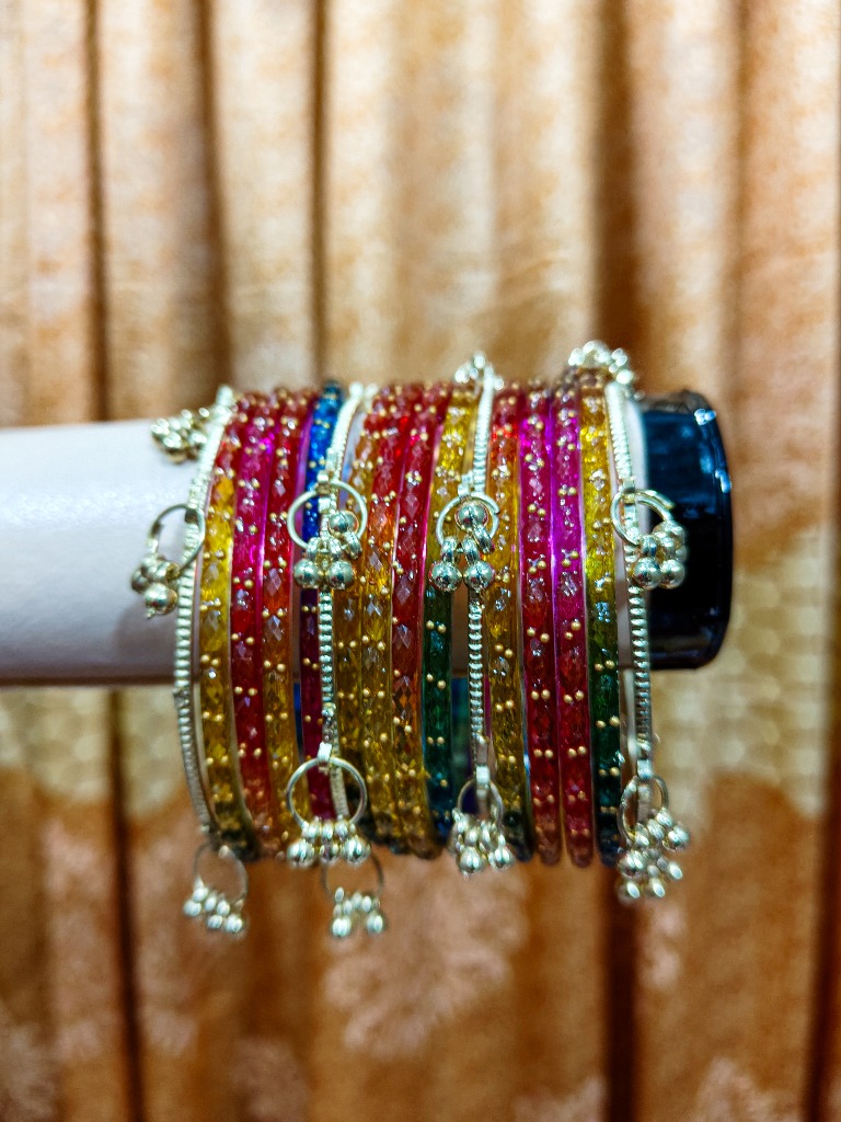 NYRISA Royal Rainbow Crystal Charm Bangles