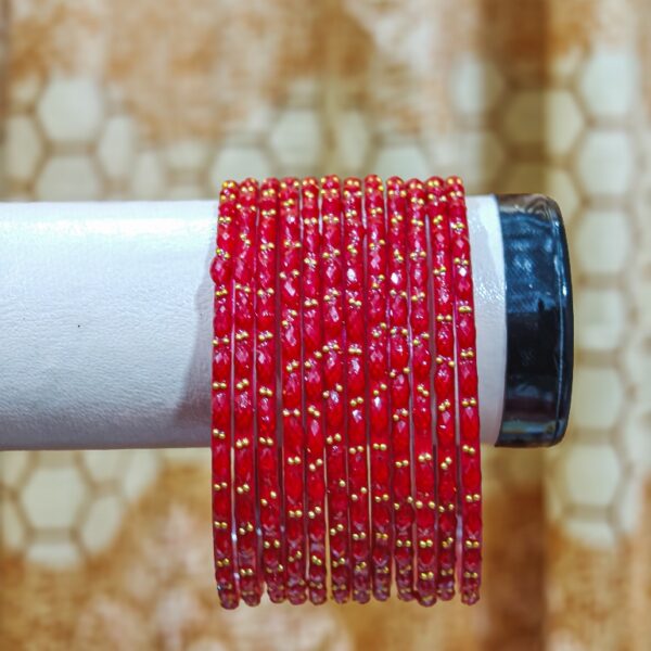 NYRISA Royal Ruby Red Studded Bangles Set