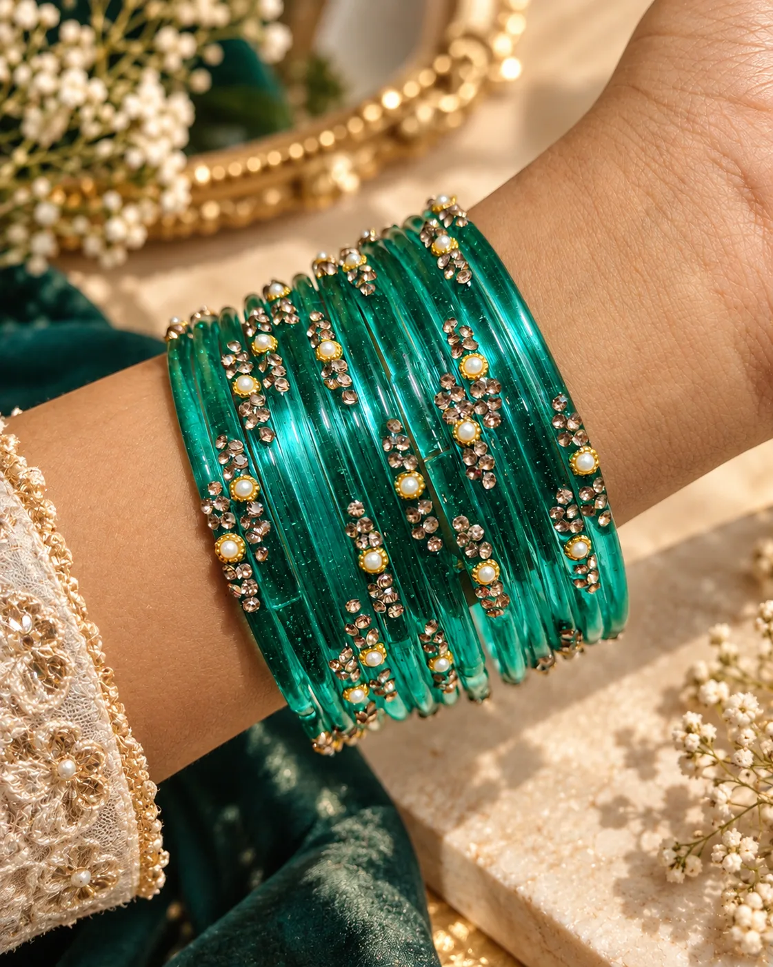 NYRISA Kashmiri Nakful Aqua Green